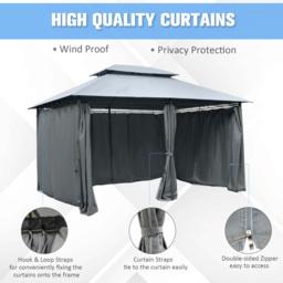 Outsunny 4 x 3m 2-Tier Grey Gazebo Shelter with Curtains - Size: 280 x 400 x 300cm - Wilko - thumbnail 7