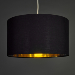 ValueLights Reni Black and Metallic Gold XL Ceiling Drum Lamp Shade - Size: 45 x 25 x 45cm - Wilko - thumbnail 3