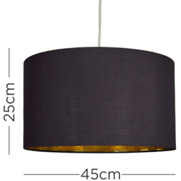 ValueLights Reni Black and Metallic Gold XL Ceiling Drum Lamp Shade - Size: 45 x 25 x 45cm - Wilko - thumbnail 6