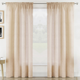 Tyrone Textiles Rhodes Natural Linen Look Rod Pocket Voile Panel Curtains 140 x 122cm - Size: W 140 x D 122cm - Wilko - thumbnail 1