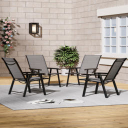 Living and Home Set of 4 Black Folding Garden Chair - Size: 4 Seater - Wilko