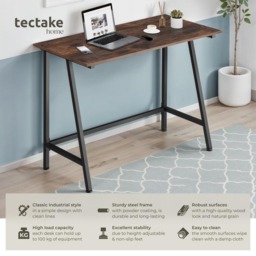 tectake Newton Industrial Dark Wood Desk - Brown - Wilko - thumbnail 7