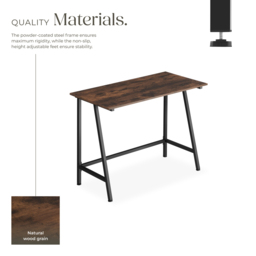 tectake Newton Industrial Dark Wood Desk - Brown - Wilko - thumbnail 4