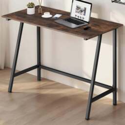 tectake Newton Industrial Dark Wood Desk - Brown - Wilko - thumbnail 1