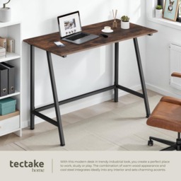 tectake Newton Industrial Dark Wood Desk - Brown - Wilko - thumbnail 5