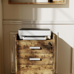 Portland 3 Drawer Rustic Brown Mobile Lockable Filing Cabinet with Keys - Size: 65.4 x 39.2 x 40cm - Wilko - thumbnail 4