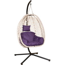 Samuel Alexander Indigo Hanging Egg Chair with Waterproof Cover - Size: Single Seater - Blue - Wilko - thumbnail 3