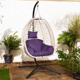 Samuel Alexander Indigo Hanging Egg Chair with Waterproof Cover - Size: Single Seater - Blue - Wilko - thumbnail 1