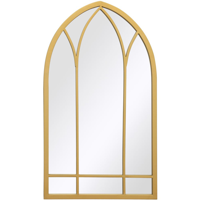 MirrorOutlet The Arcus Gold Framed Arched Garden Wall Mirror 83 x 48cm - Size: 83 x 48 x 3cm - Wilko - image 1