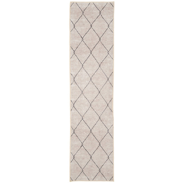 Kukoon Beige Grey Trellis Modern Abstract Rug 60 x 240cm - Cream - Wilko - image 1