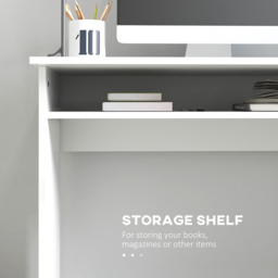 Portland High Gloss White Computer Table with Storage Shelf - Size: 90 x 50 x 74cm - Wilko - thumbnail 6