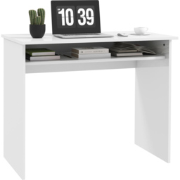Portland High Gloss White Computer Table with Storage Shelf - Size: 90 x 50 x 74cm - Wilko - thumbnail 3