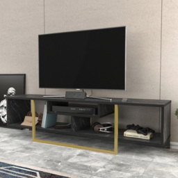 Decorotika Asal 3 Shelf Bendire and Gold Modern TV Unit - Size: 40 x 149.4 x 35.2cm - Multi - Wilko - thumbnail 1
