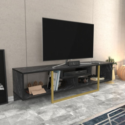 Decorotika Asal 3 Shelf Bendire and Gold Modern TV Unit - Size: 40 x 149.4 x 35.2cm - Multi - Wilko - thumbnail 5