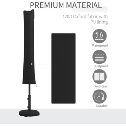 Outsunny Black Banana Parasol Cover - Size: 178 x 35 x 35cm - Wilko - thumbnail 5