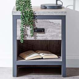 GFW Boston Single Drawer Grey Lamp Table - Size: 39 x 43 x 52cm - Wilko