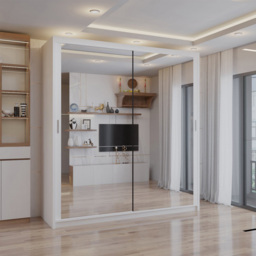 Sliding Wardrobes 4U 2 Sliding Door White Full Length Mirrored Wardrobe 180cm - Size: 2 Door - Wilko - thumbnail 4