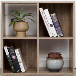 Jane 4 Shelf Oak Cube Storage Unit - Brown - Home Garden Direct - Wilko