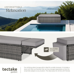 tectake Corfu 2 Seater Grey Garden Sofa with Sun Lounger - Size: 71.5 x 64.5 x 119cm - Wilko - thumbnail 5