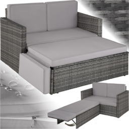 tectake Corfu 2 Seater Grey Garden Sofa with Sun Lounger - Size: 71.5 x 64.5 x 119cm - Wilko - thumbnail 3