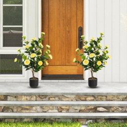 Costway Yellow Flowers Camellia Tree Artificial Plant In Pot 3.1ft 2 Pack - Size: 100 x 22 x 21cm - Wilko - thumbnail 3