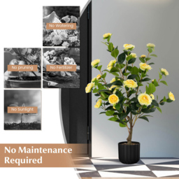 Costway Yellow Flowers Camellia Tree Artificial Plant In Pot 3.1ft 2 Pack - Size: 100 x 22 x 21cm - Wilko - thumbnail 6
