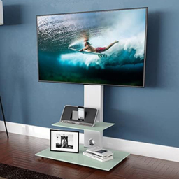 AVF Lesina Satin White and Aqua White Glass Pedestal TV Unit - Size: 44.7 x 70 x 117.7cm - Wilko