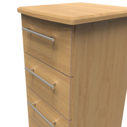 Crowndale Sherwood 5 Drawer Oak Tall Bedside Cabinet - Brown - Wilko - thumbnail 6