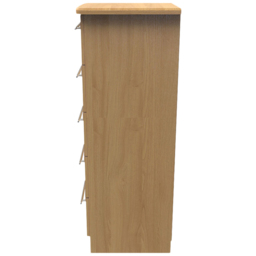 Crowndale Sherwood 5 Drawer Oak Tall Bedside Cabinet - Brown - Wilko - thumbnail 4
