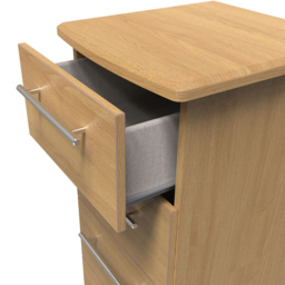 Crowndale Sherwood 5 Drawer Oak Tall Bedside Cabinet - Brown - Wilko - thumbnail 7