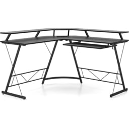 Costway 2 Shelf L Shaped Computer Desk with Power Outlet Black - Size: 94 x 59 x 17cm - Wilko - thumbnail 3