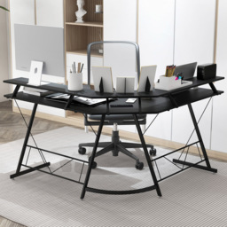 Costway 2 Shelf L Shaped Computer Desk with Power Outlet Black - Size: 94 x 59 x 17cm - Wilko - thumbnail 5
