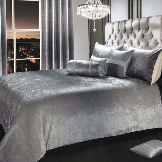 Intimates Ombre King Size Grey Crushed Velvet Duvet Set - Wilko - image 1