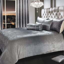 Intimates Ombre King Size Grey Crushed Velvet Duvet Set - Wilko