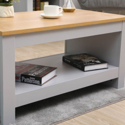 FurnitureHMD Single Shelf Grey and Oak Effect Wooden Coffee Table - Size: 42 x 85 x 47cm - Wilko - thumbnail 4