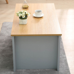 FurnitureHMD Single Shelf Grey and Oak Effect Wooden Coffee Table - Size: 42 x 85 x 47cm - Wilko - thumbnail 7