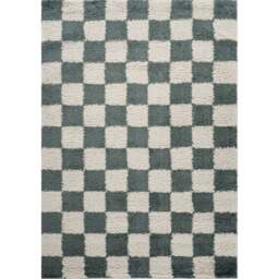 Desire Rugs Chester Jade Green Shaggy Checkered Rug 160 x 230cm - Size: 230 x 160 x 3cm - Wilko
