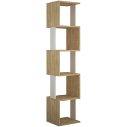 Decortie Piri 5 Shelf Oak and White Bookcase - Multi - Wilko - thumbnail 3
