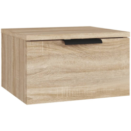 vidaXL Set of 2 Sonoma Oak Wall Mounted Bedside Cabinet - Size: Single Drawer - Brown - Wilko - thumbnail 4