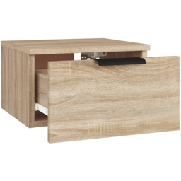 vidaXL Set of 2 Sonoma Oak Wall Mounted Bedside Cabinet - Size: Single Drawer - Brown - Wilko - thumbnail 7