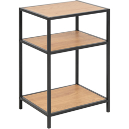 Florence Seaford 2 Shelf Oak and Black Metal Bedside Table - Furniture To Go - Wilko - thumbnail 3