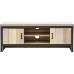 GFW Boston 2 Door 2 Shelf Oak TV Unit - Size: 43 x 113 x 39cm - Brown - Wilko - thumbnail 4