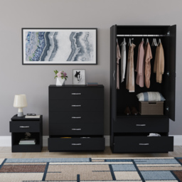 Vida Designs Riano Black 3 Piece Bedroom Furniture Set - Wilko - thumbnail 4
