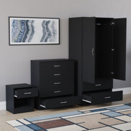 Vida Designs Riano Black 3 Piece Bedroom Furniture Set - Wilko - thumbnail 5
