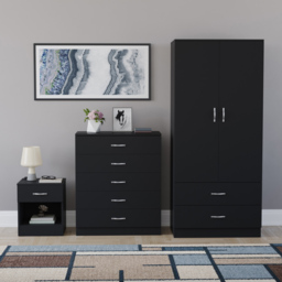 Vida Designs Riano Black 3 Piece Bedroom Furniture Set - Wilko - thumbnail 3