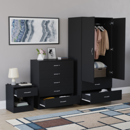 Vida Designs Riano Black 3 Piece Bedroom Furniture Set - Wilko - thumbnail 6