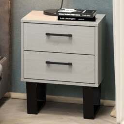 Core Products Texas 2 Drawer Grey Waxed Pine Bedside Cabinet - Wilko