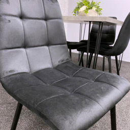Kosy Koala 4 Seater Wood and Velvet Tufted Dining Set Grey and Black - Multi - Wilko - thumbnail 4