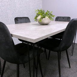 Kosy Koala 4 Seater Wood and Velvet Tufted Dining Set Grey and Black - Multi - Wilko - thumbnail 7