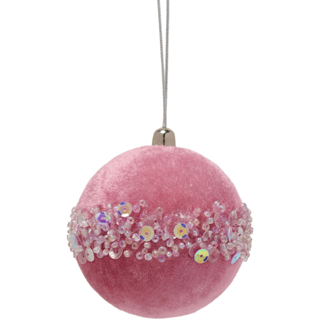 The Seasonal Gift Co. Dark Pink Velvet Bauble 16cm - Size: 1 Piece - Wilko - image 1